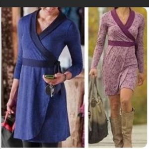 Athleta Wellington Yoga Wrap Dress Large Purple